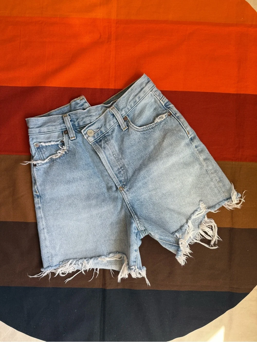 Agolde criss cross denim shorts